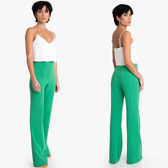 Black Halo NWT Isabella Wide Leg Pant in Irish Green Size 2 MSRP $298 - Picture 1 of 4